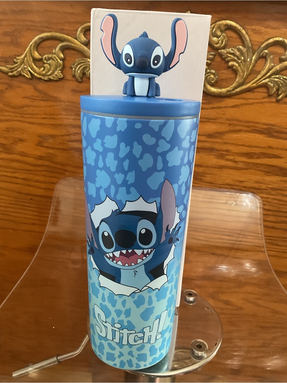 Stitch Blue Galaxy stainless steel Tumbler with Figure Topper 24oz
